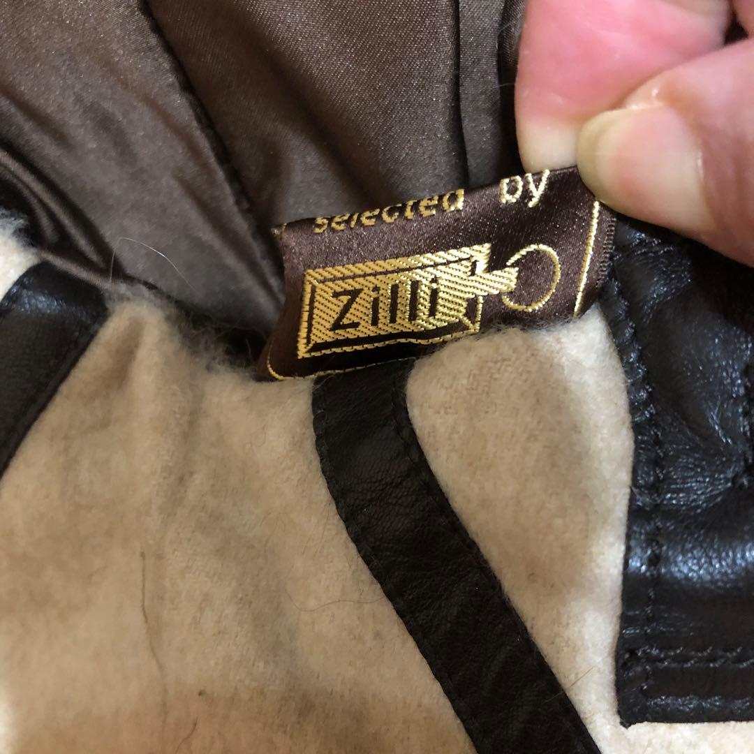 ZILLI ブラウンレザーダブルブレストジャケット