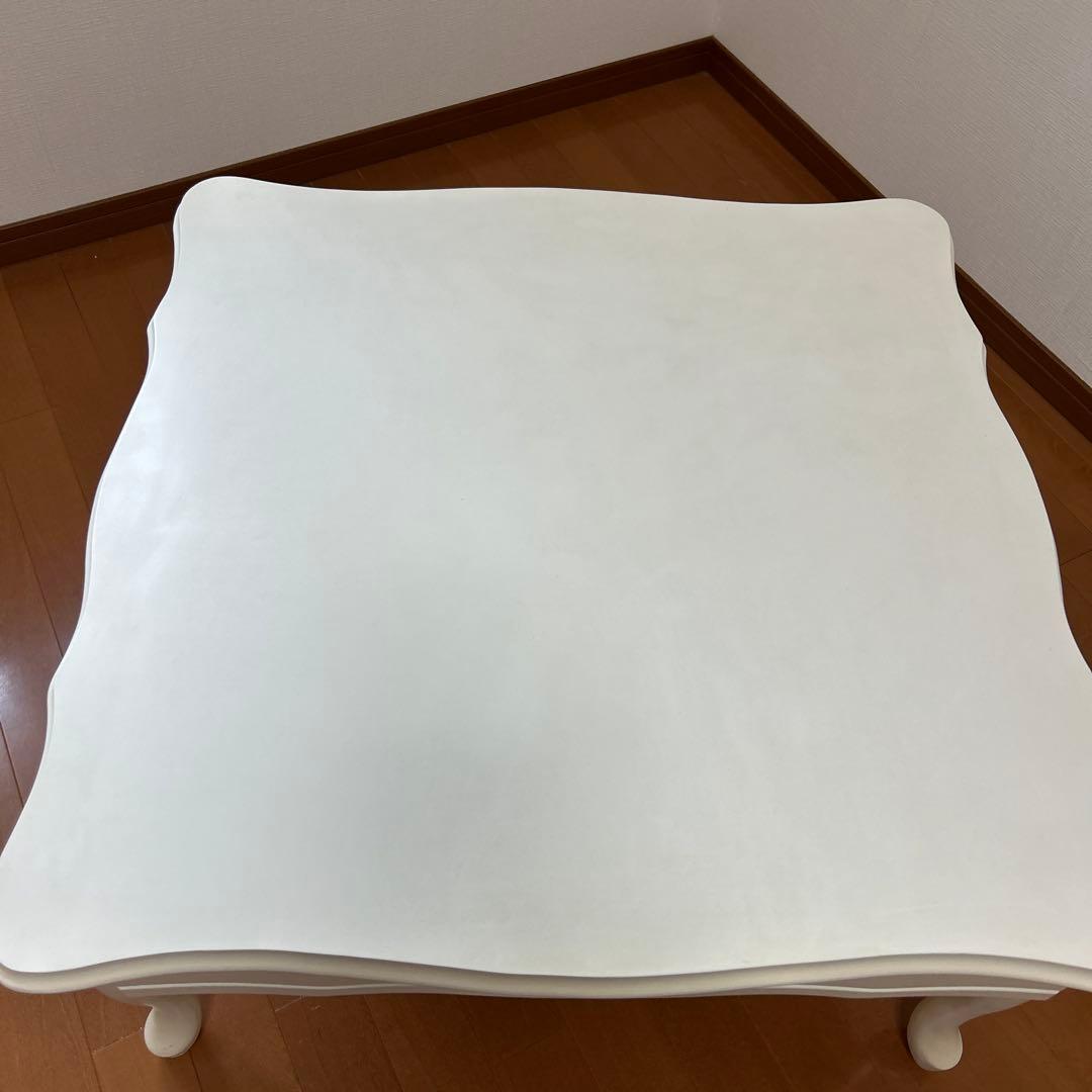 猫脚 折れ脚テーブル 75×75ラッカー塗装 ホワイト 折りたたみ