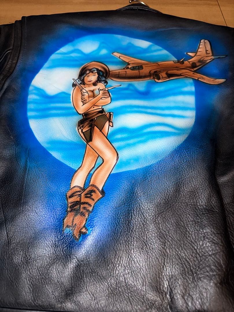 USA製 ブラックレザーライダースジャケット 40