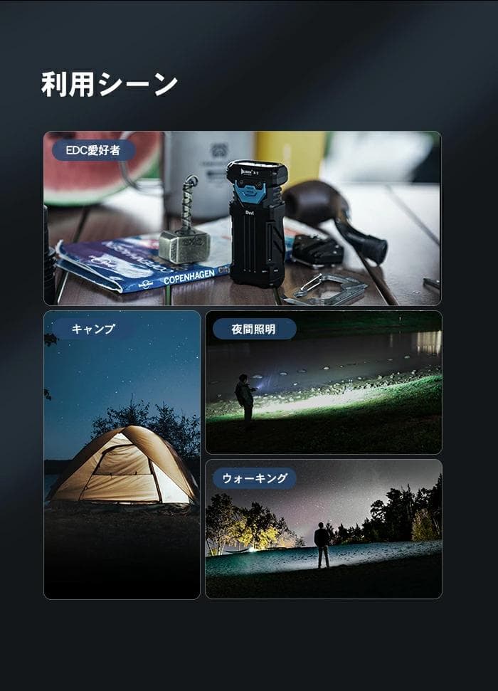 WUBEN X2(Black色)ハンディライトコンパクト懐中電灯防水防災超強力