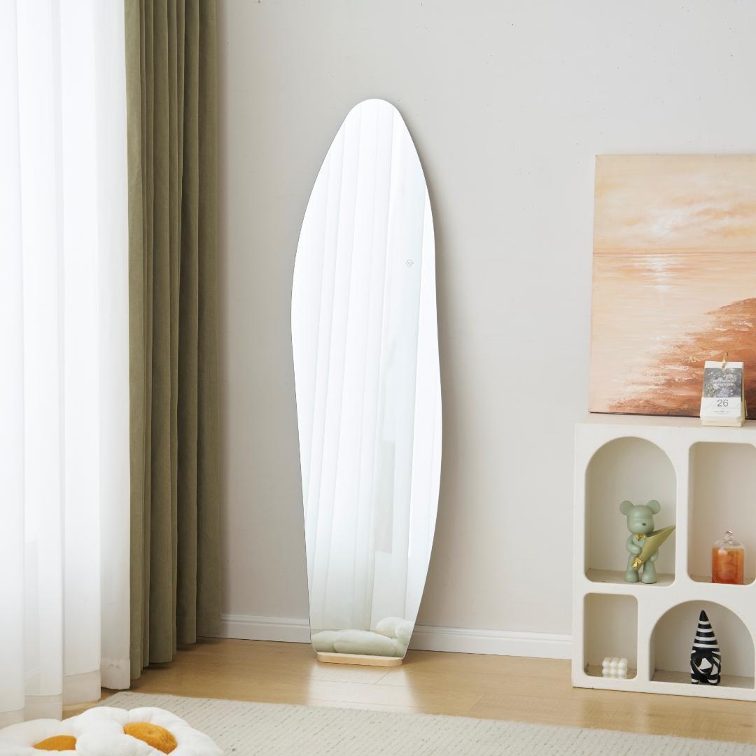 【55×155cm】姿見 ウェーブミラー 全身鏡 スタンド 壁掛け 立て掛け