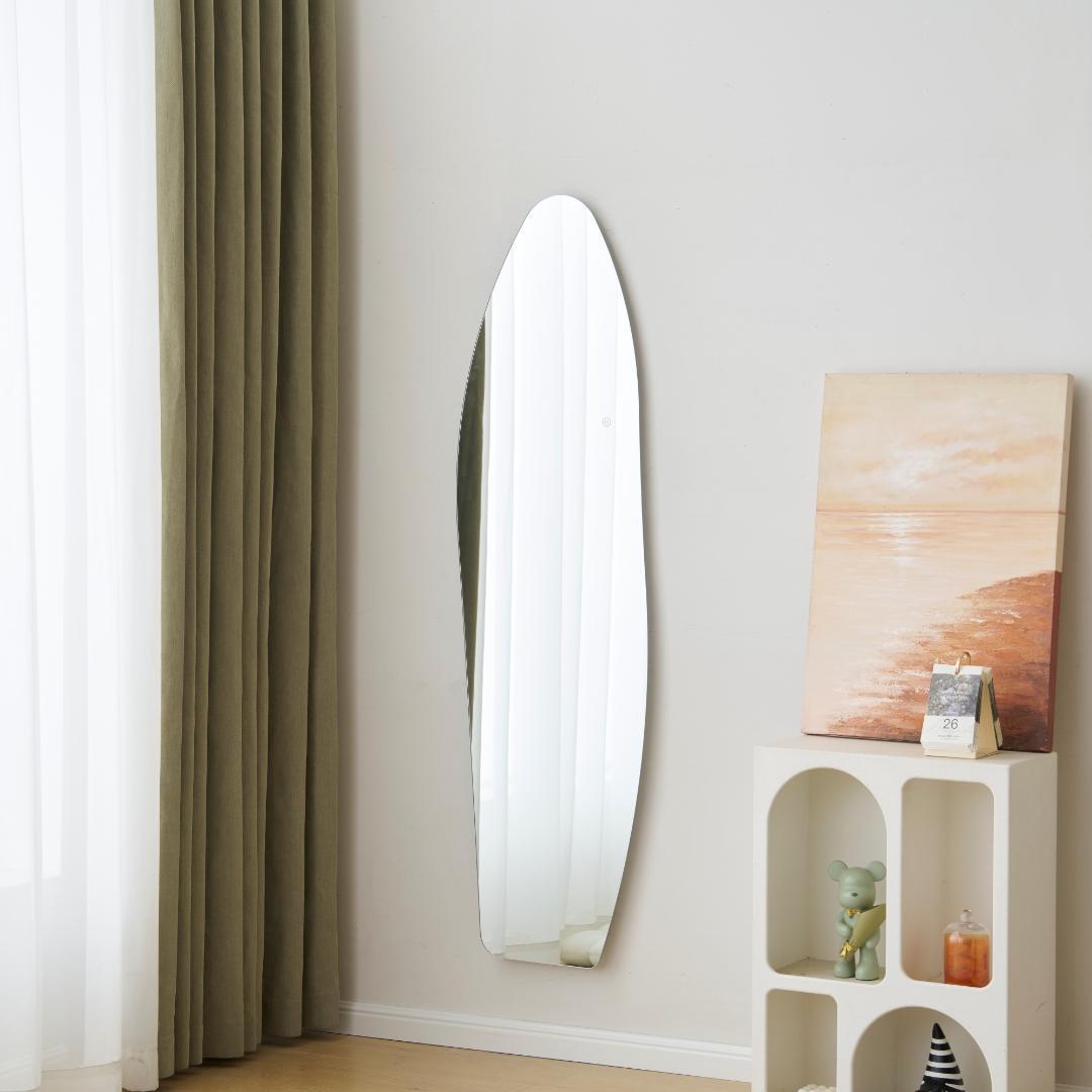 【55×155cm】姿見 ウェーブミラー 全身鏡 スタンド 壁掛け 立て掛け