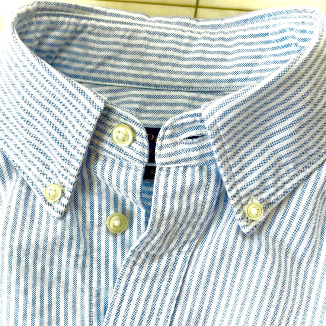 極美品　ポロラルフローレン　コットン　オックスフォードストライプシャツ　刺繍