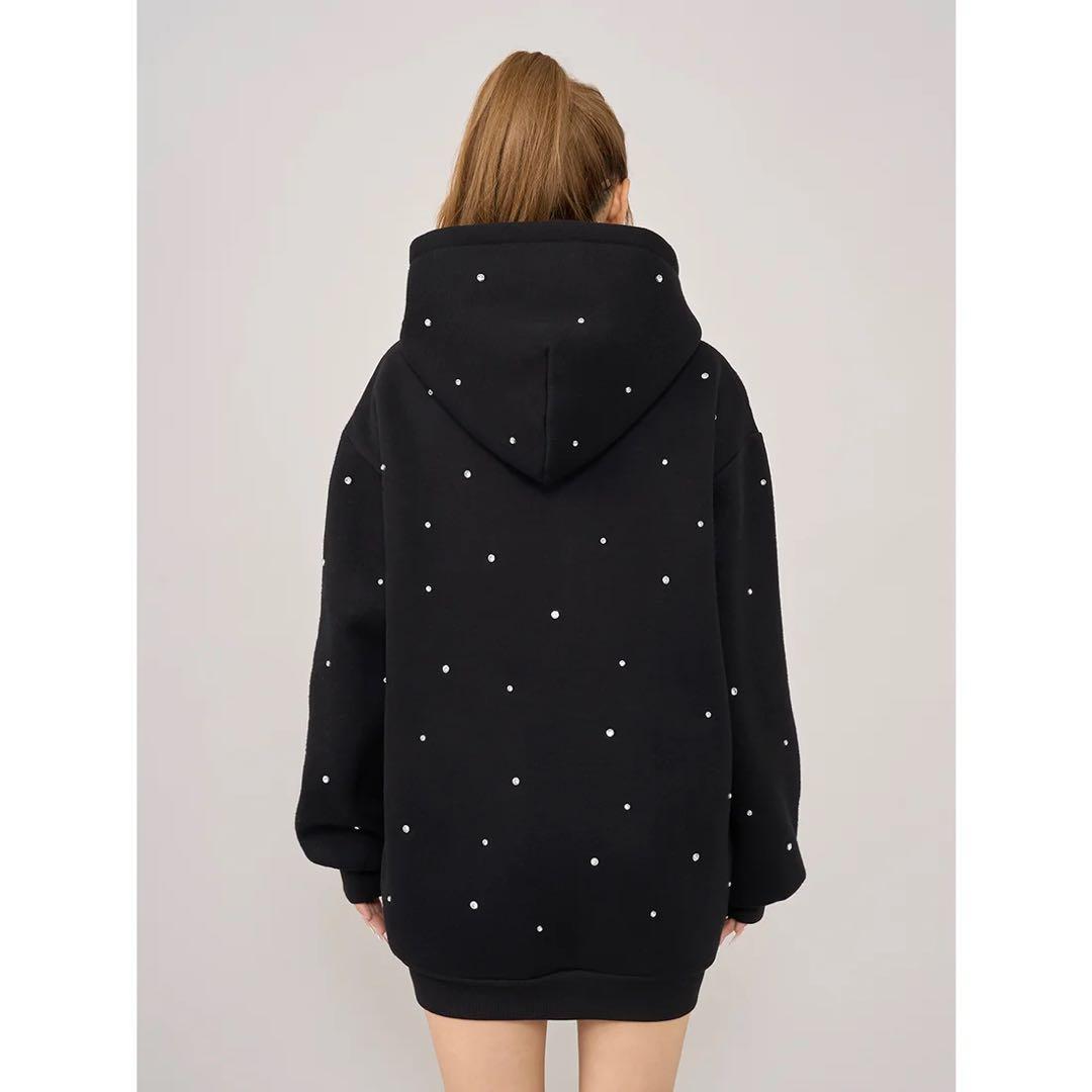 ダーリッチ 新品タグ付き ブラック フリー DDロゴビジュージップパーカー F