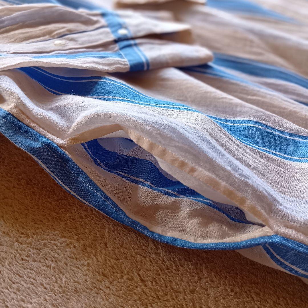 新品タグ付ꕤヌキテパ コットンボイルストライプクルタドレス ゆったりサイズ 38