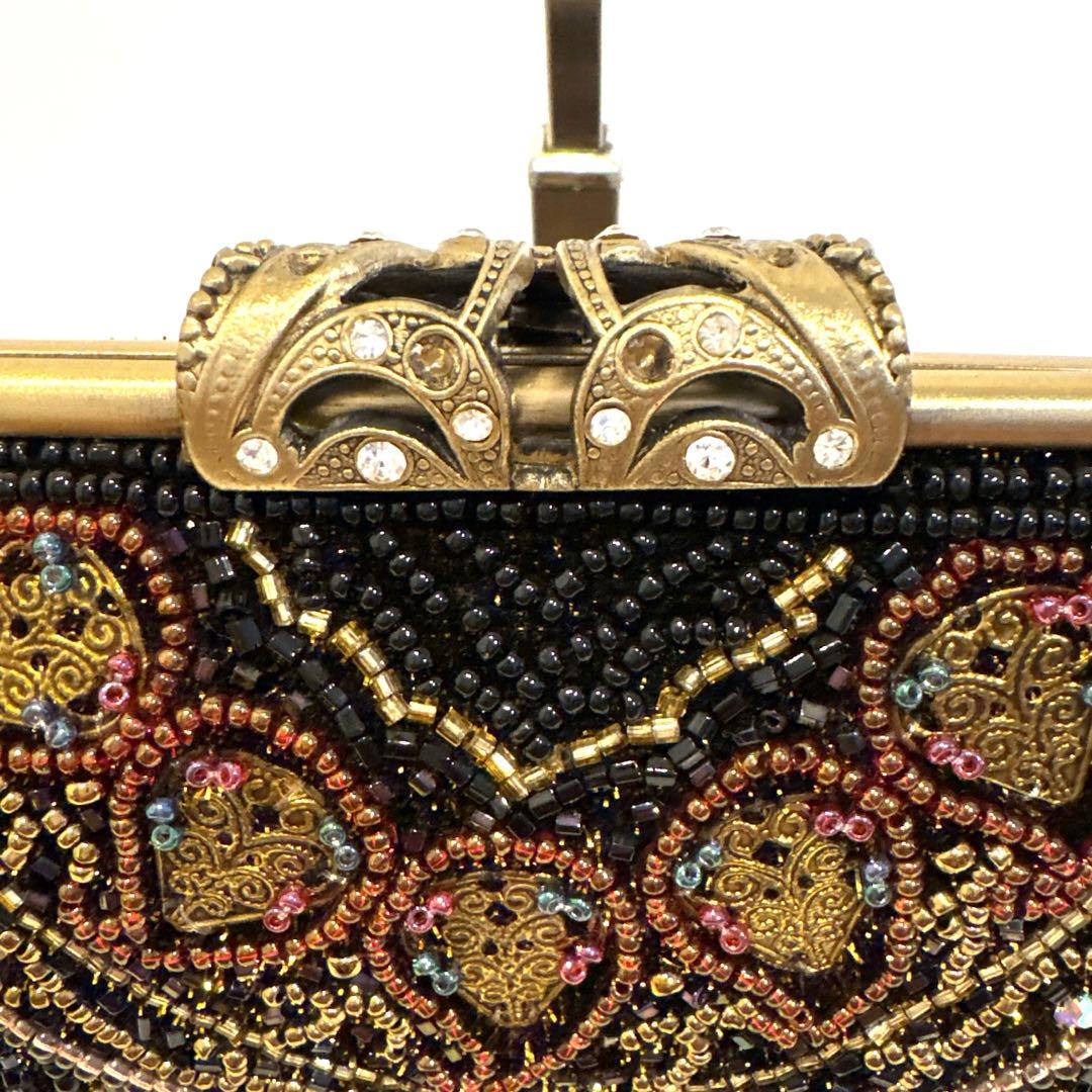 ビーズ刺繍 ハンドバッグ 黒 フォーマル