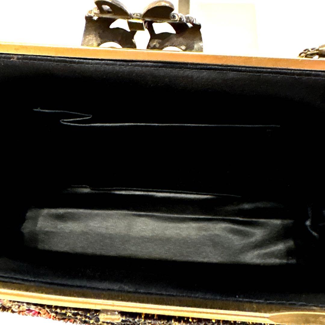 ビーズ刺繍 ハンドバッグ 黒 フォーマル