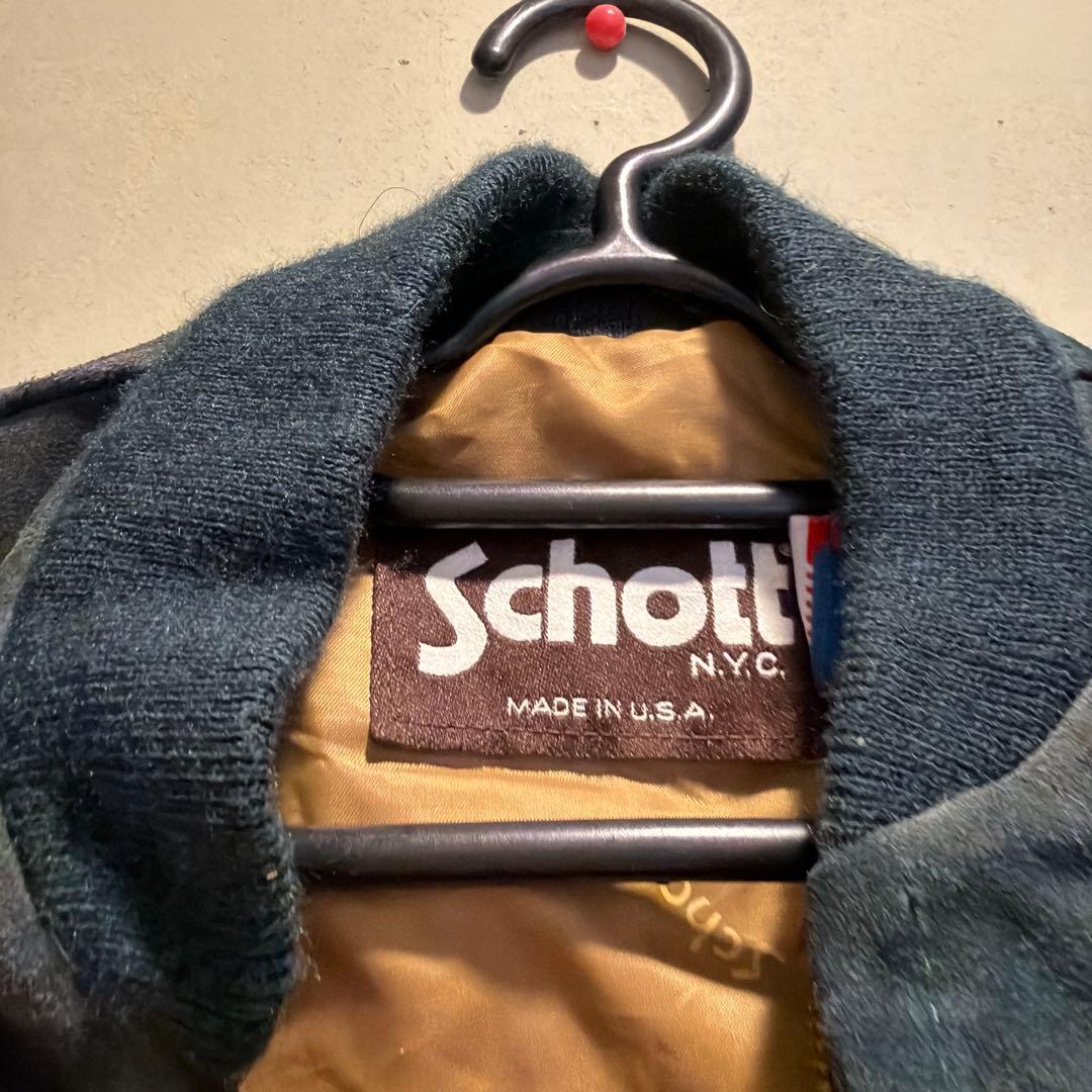 90's Schott スウェードジャケット グリーン USA製40 希少
