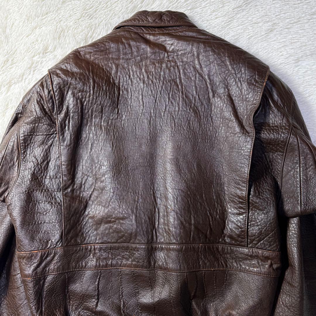 【90s】A-2 フライトレザージャケット ダークブラウン L ボアライナー付き