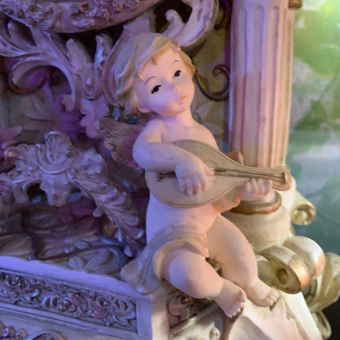 アンティーク　天使の置時計　彫刻　ヨーロッパ調　稼動品　インテリア