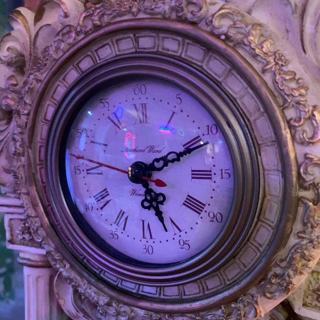 アンティーク　天使の置時計　彫刻　ヨーロッパ調　稼動品　インテリア