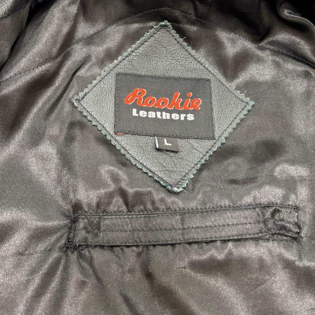 Rookie Leathers 水牛革 ダブルライダースジャケット 黒 ベルトL