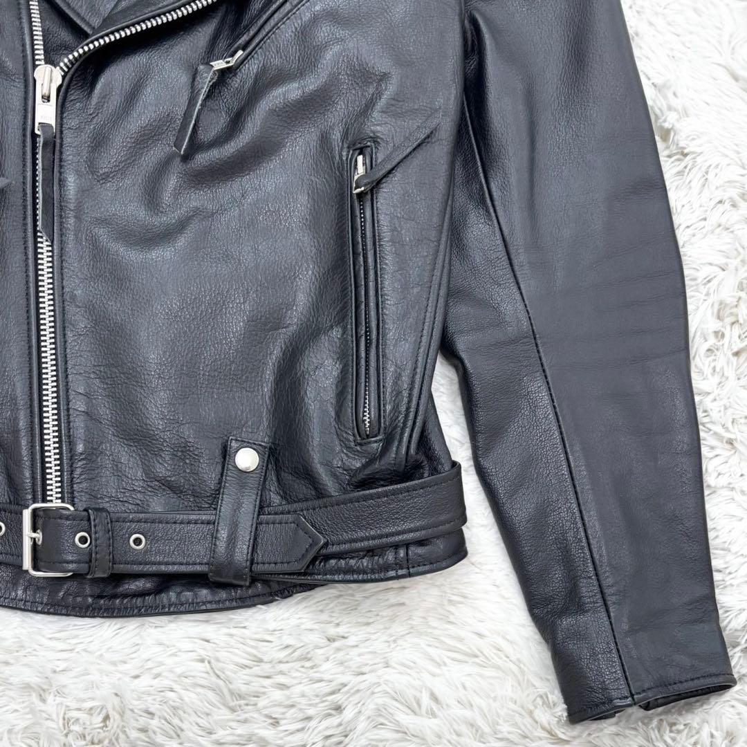 Rookie Leathers 水牛革 ダブルライダースジャケット 黒 ベルトL