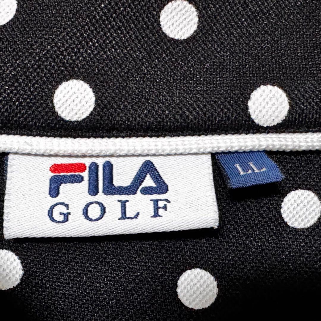 FILA GOLF フィラゴルフ ドット柄 長袖 ポロシャツ ブラック LL
