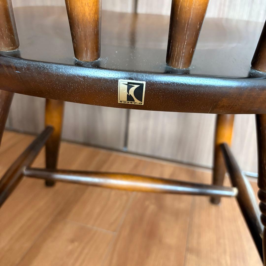 飛騨産業　キツツキマーク　アンティーク ウィンザーチェア　座面広い　レトロ