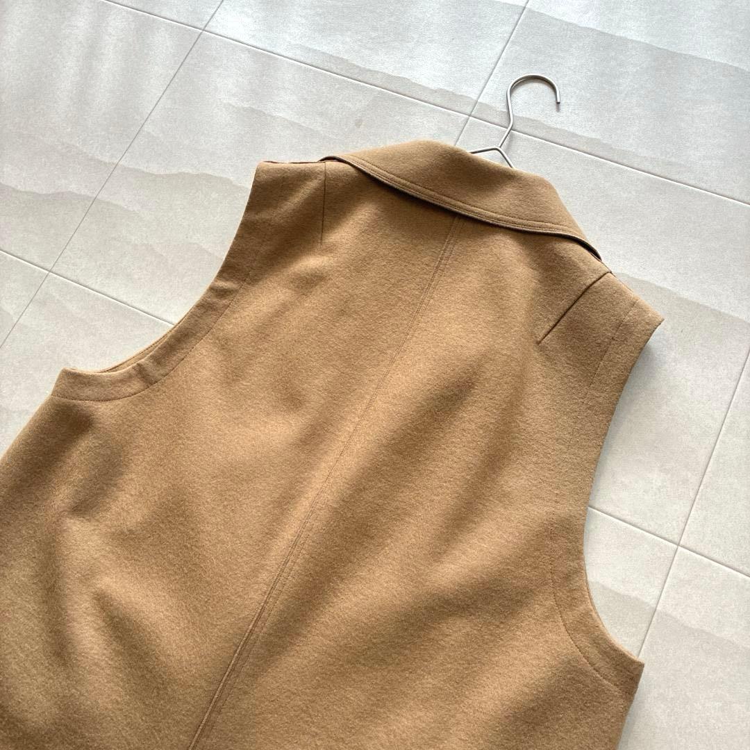 美品 23区♡ウール ロングジレ キャメル 大きいサイズ 44 ピークドラペル