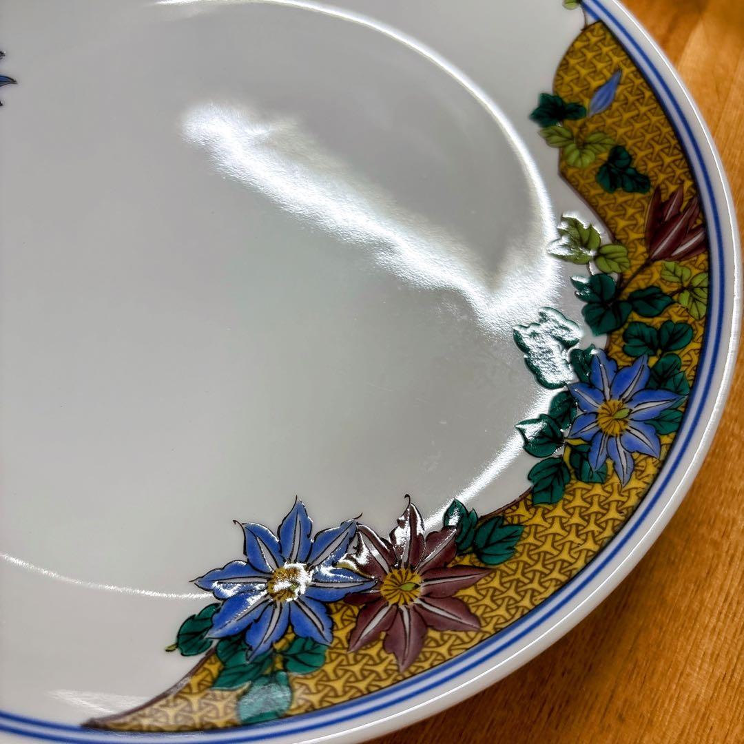 九谷焼　錦栄窯　時代絵　花絵変わり　6号皿揃　中皿　盛皿　19cm