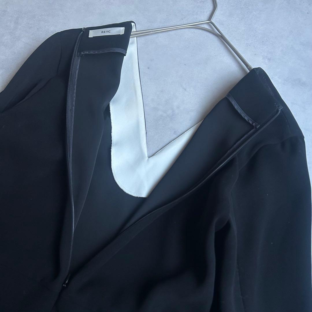 ヨーコチャン REYC フォーマルワンピース バイカラー ロング 黒