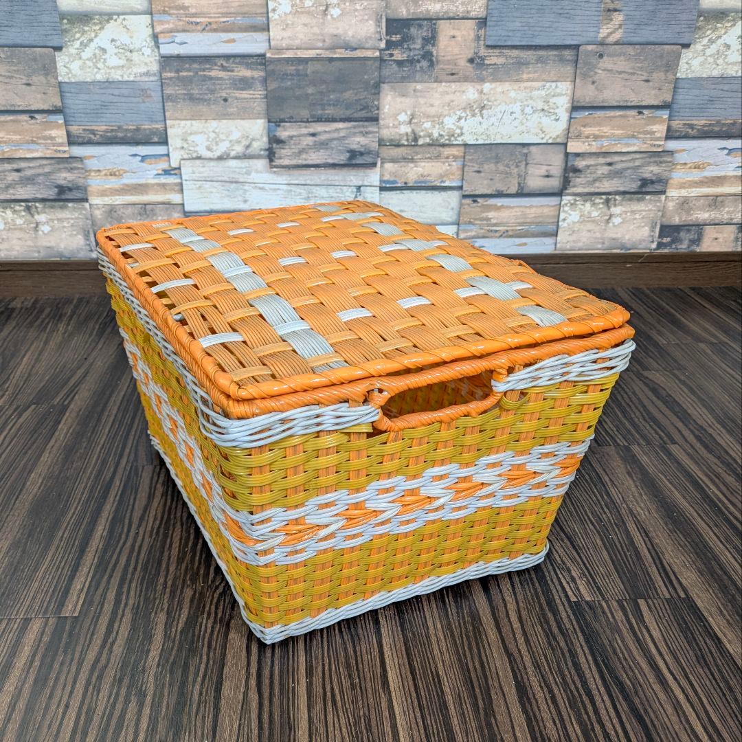 【キャンペーン期間限定価格！】昭和レトロポップ蓋付きバスケット 大小セット