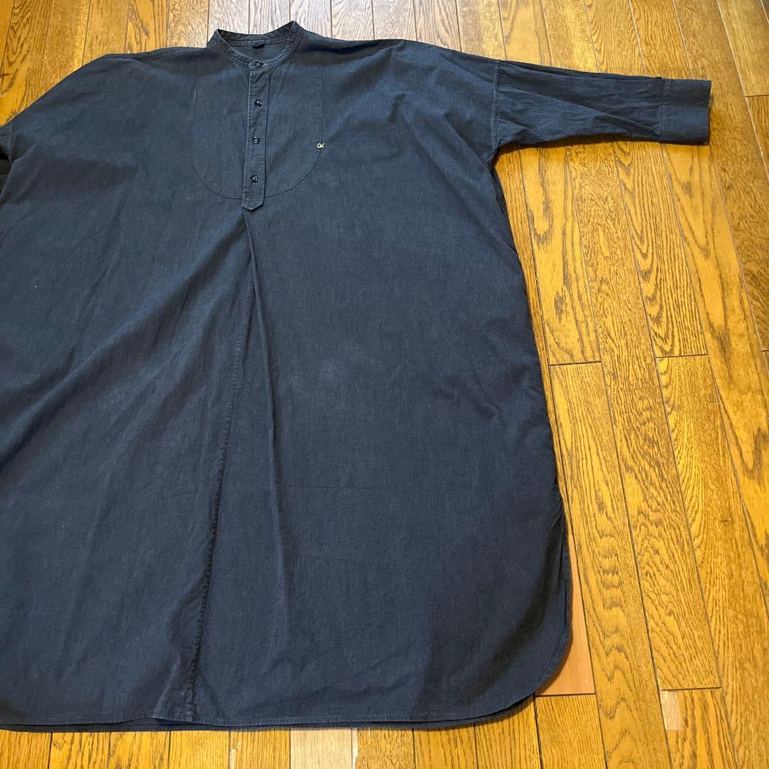 45r ロングワンピース　ダークグレー ボタン付き シャツワンピース