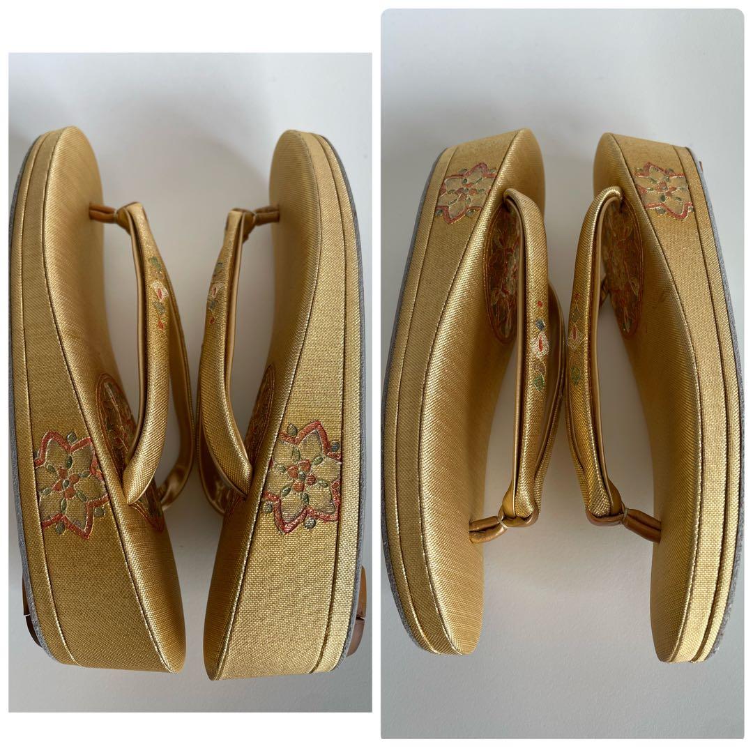 金色系 和装小物 三点セット（草履 鞄 小銭入れ）成人式 結婚式 卒業式 木箱入