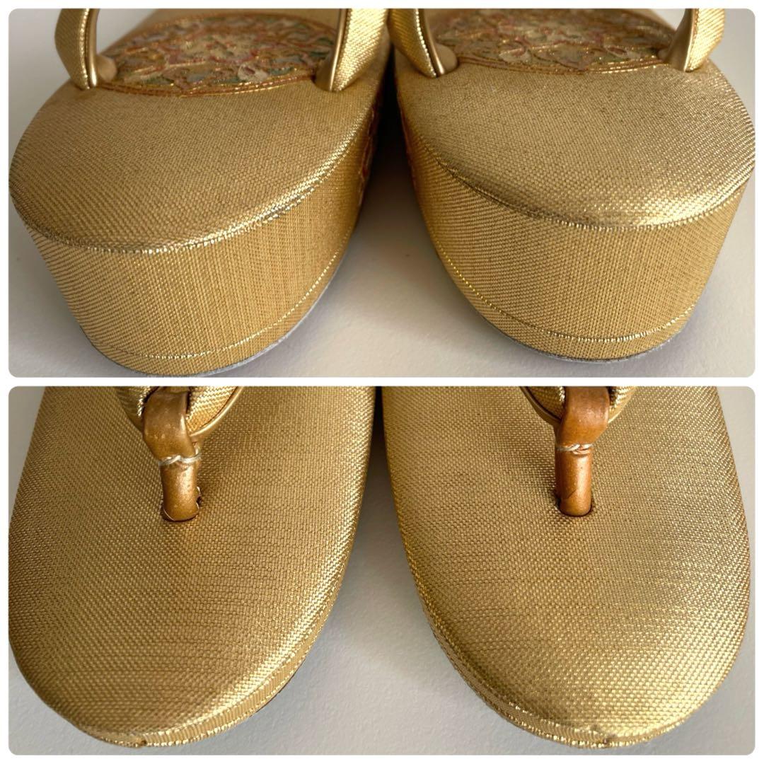 金色系 和装小物 三点セット（草履 鞄 小銭入れ）成人式 結婚式 卒業式 木箱入