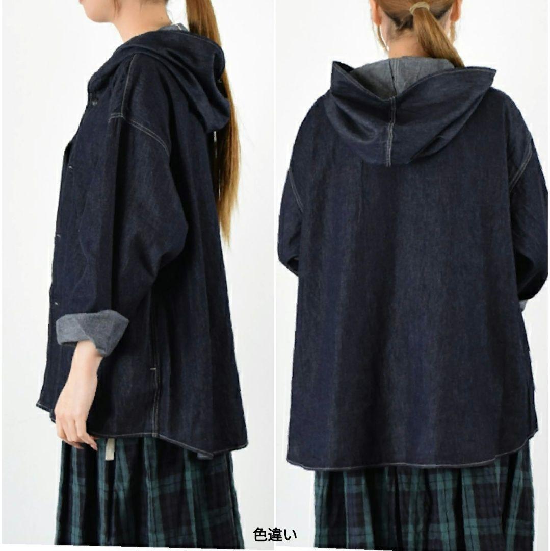 prit✨️製品洗い インディゴ染め 6ozデニム フードシャツブルゾン