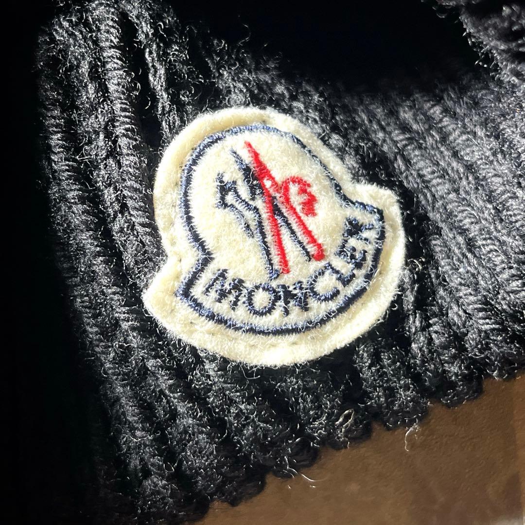 美品　ワッペンロゴ　MONCLER モンクレール ニット キャップ ブラック