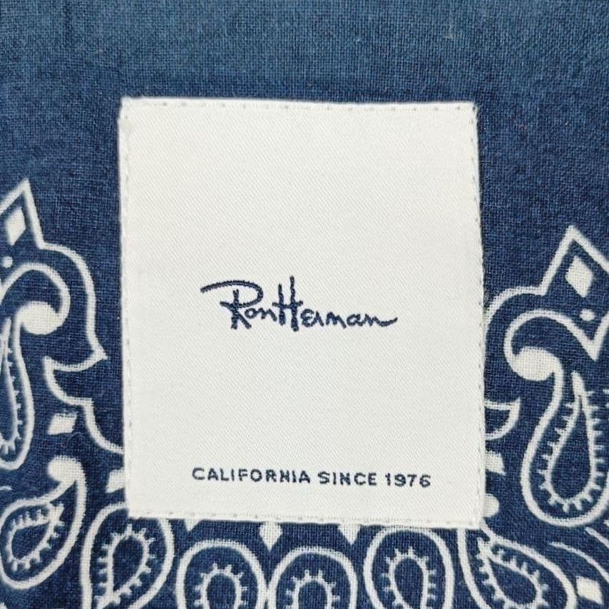 ロンハーマン ダブルライダースジャケット 牛革 ペイズリー柄 バンダイ柄 黒 L