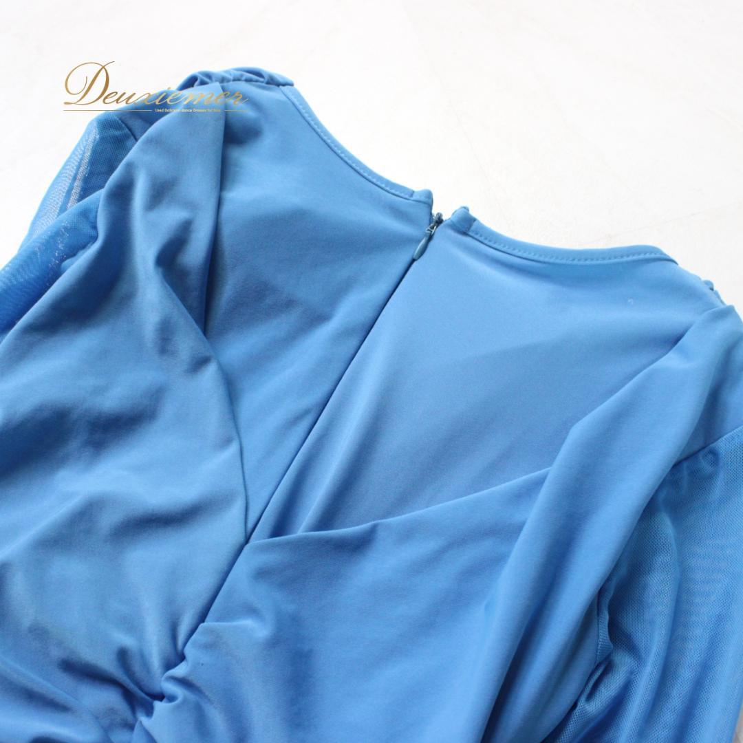 【美品 社交ダンス衣装】ワンピース ドレス ICHIOKU 水色 無地 シンプル