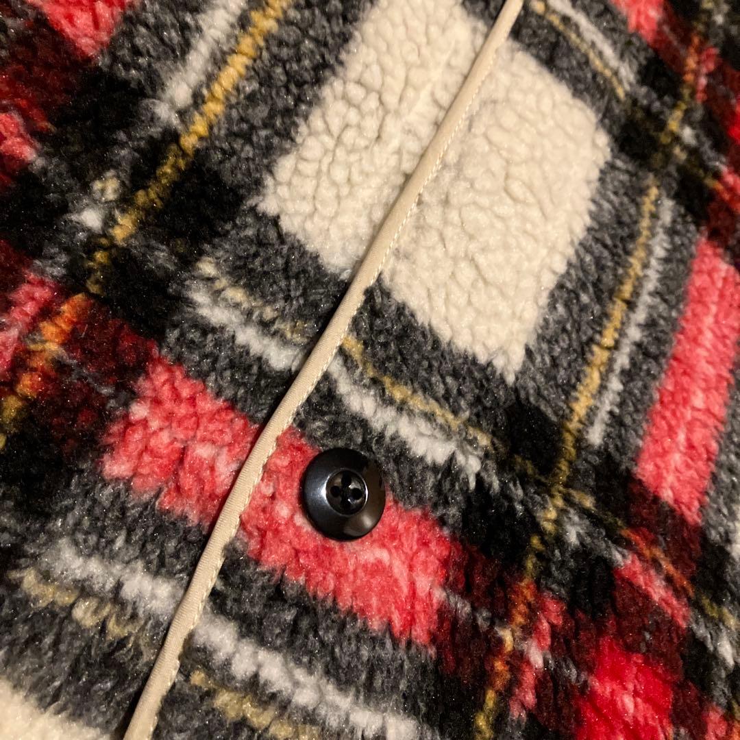 BEAMS BOY ボアジャケット ベスト　チェック柄