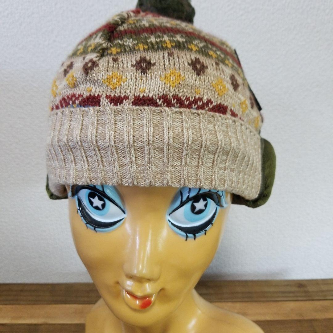 KAPITALキャピタル　ニット帽　総柄　切替