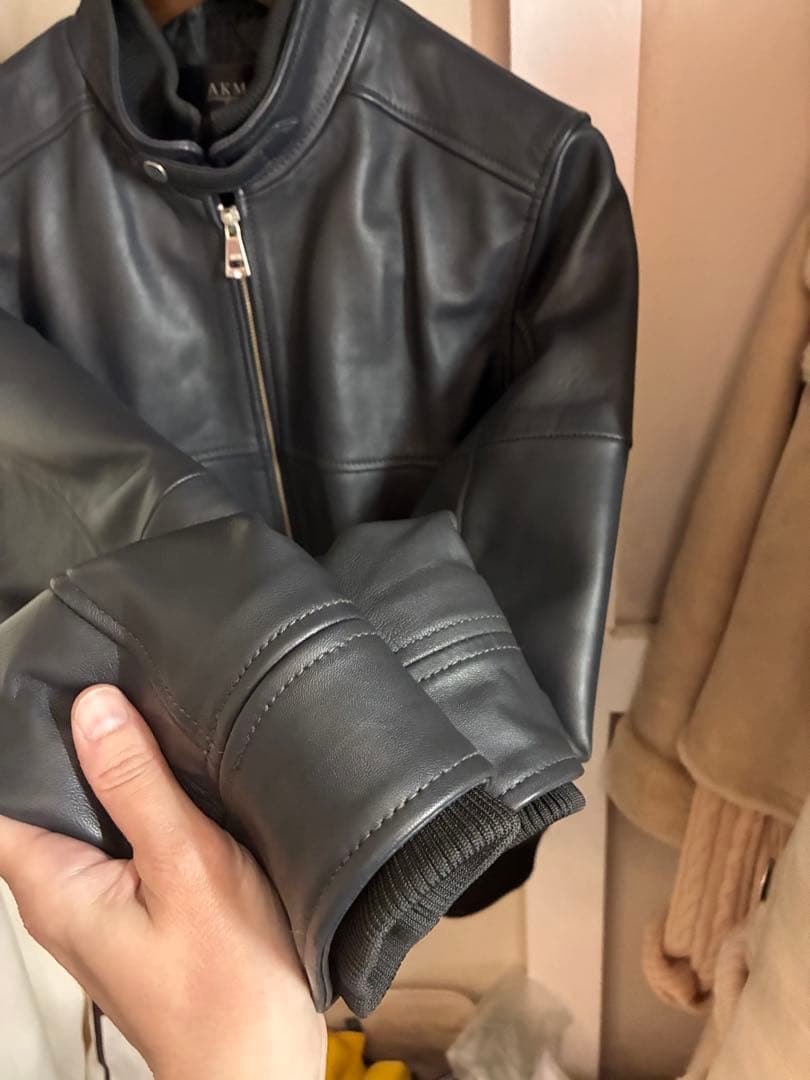 AKM 黒 シープレザージャケットMサイズ男女ok.