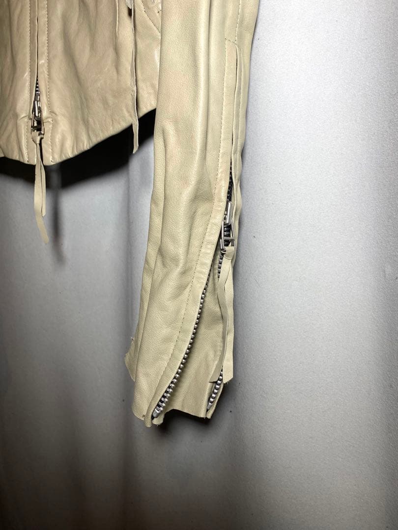 EKAM ラム レザージャケット ベージュ系