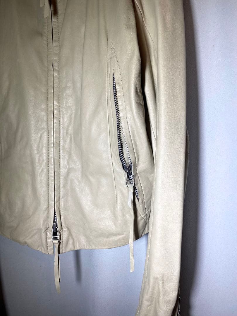 EKAM ラム レザージャケット ベージュ系