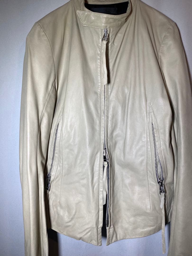 EKAM ラム レザージャケット ベージュ系