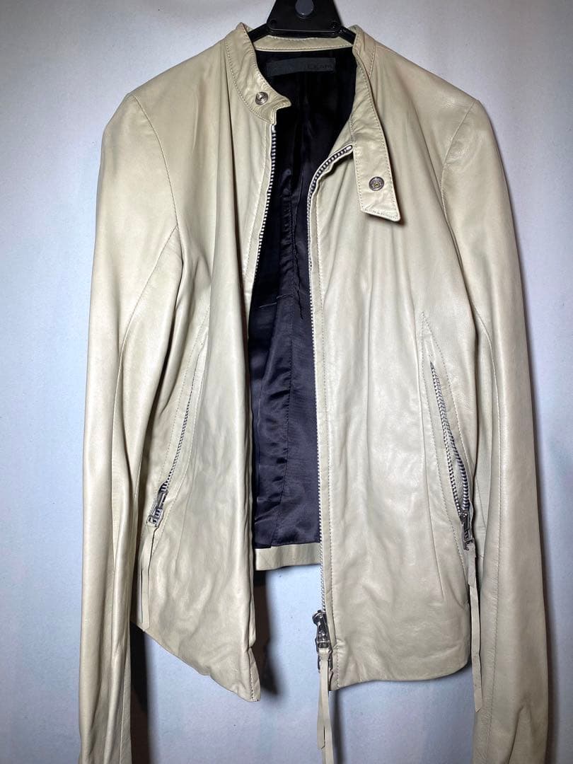 EKAM ラム レザージャケット ベージュ系