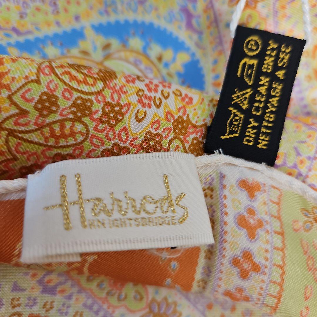 Harrodsハロッズ　シルク　大判スカーフ　イタリア製　新品・未使用・タグ付き
