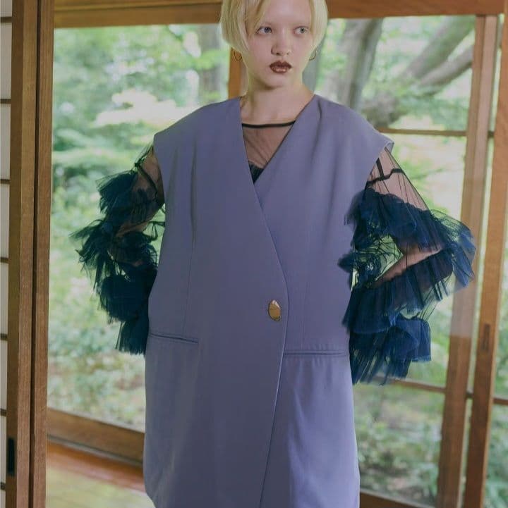 ANDRESD チュールフリルトップス ブラウス ワンピース ドレス 結婚式