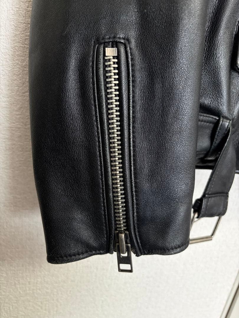 【極美品】韓国製　ダブルライダース 本革 ブラック M相当