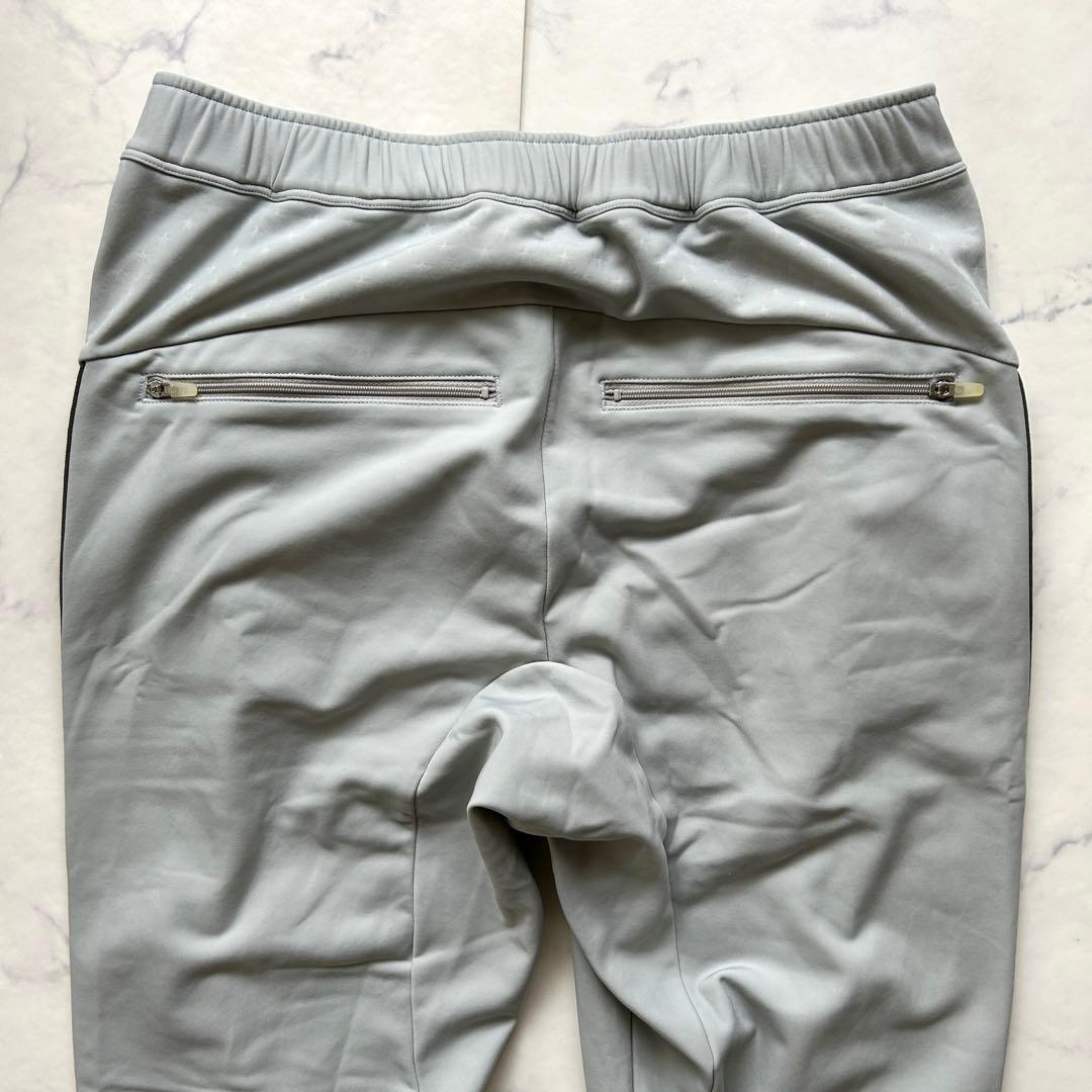 MARK&LONA ストレッチパンツ サイドライン グレー シルバーボタン