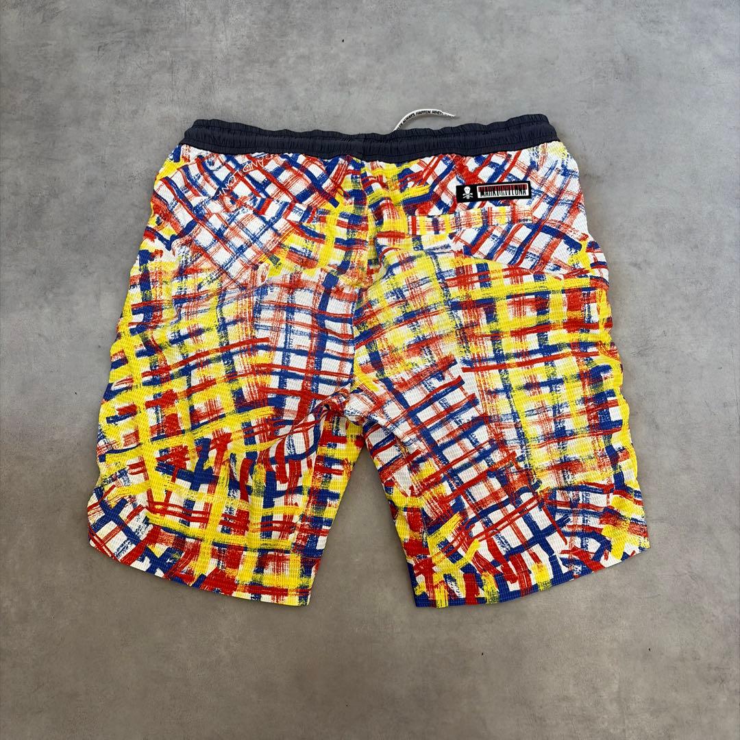 マークアンドロナ 日本製 ゴルフ ロゴテープ チェックショートパンツ