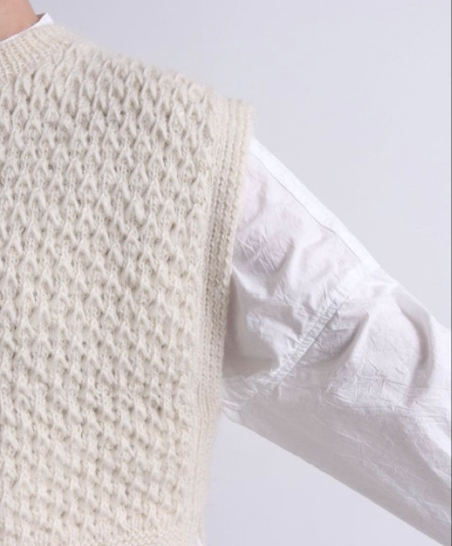 yuni ユニ ハンドニット ショートベスト ネパール アランニット アイボリー