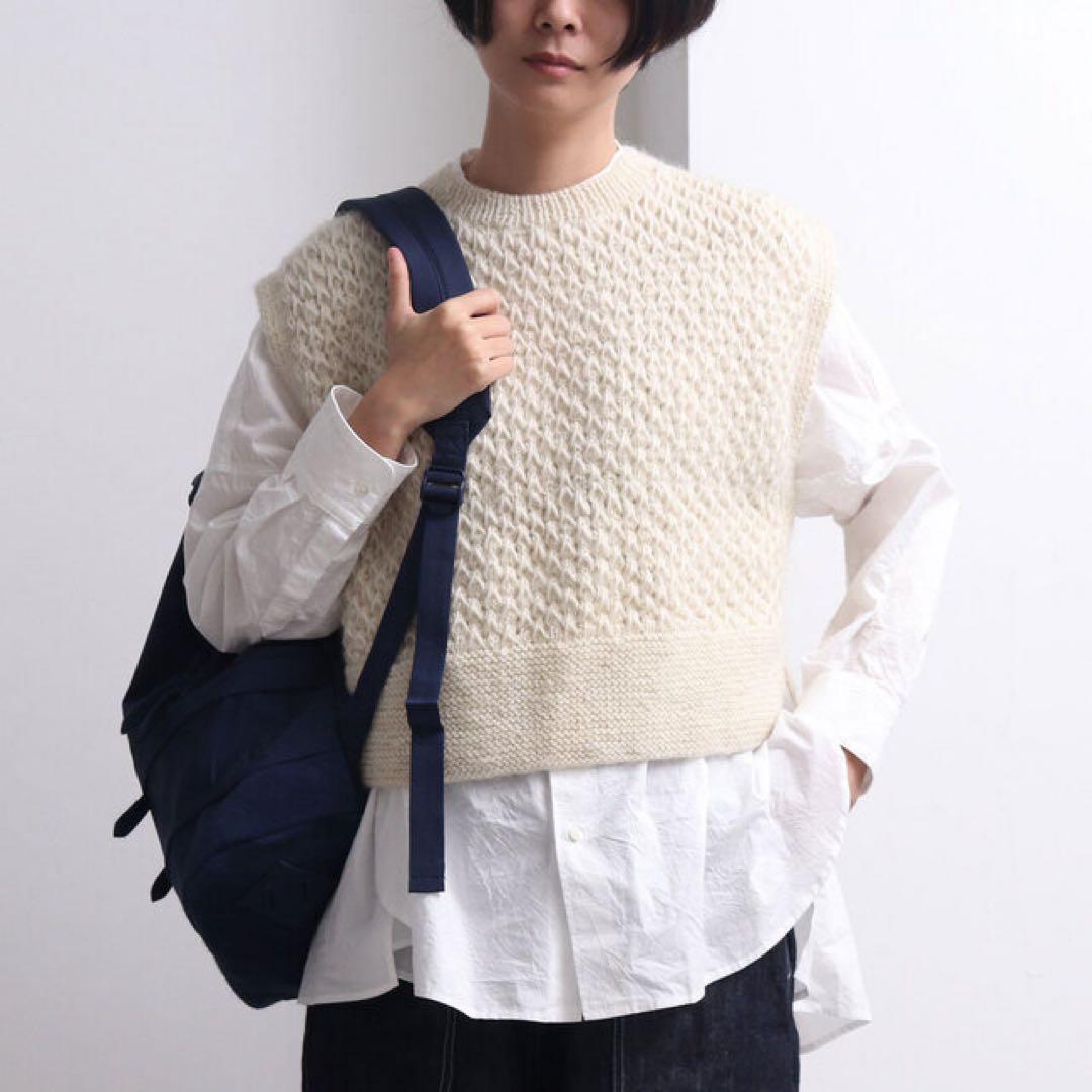 yuni ユニ ハンドニット ショートベスト ネパール アランニット アイボリー