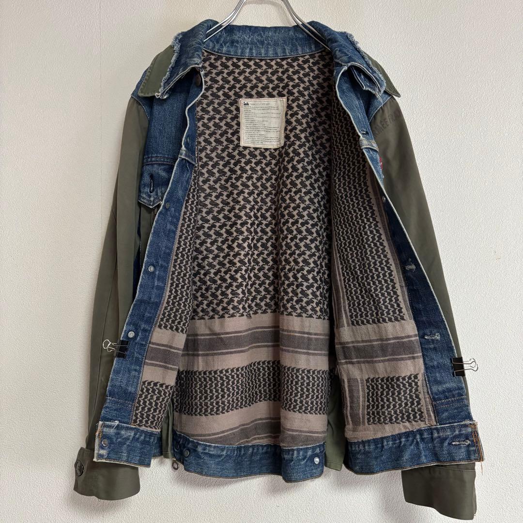 ink メンズ 再構築 デニムジャケット 日本製 リメイク ダメージ M