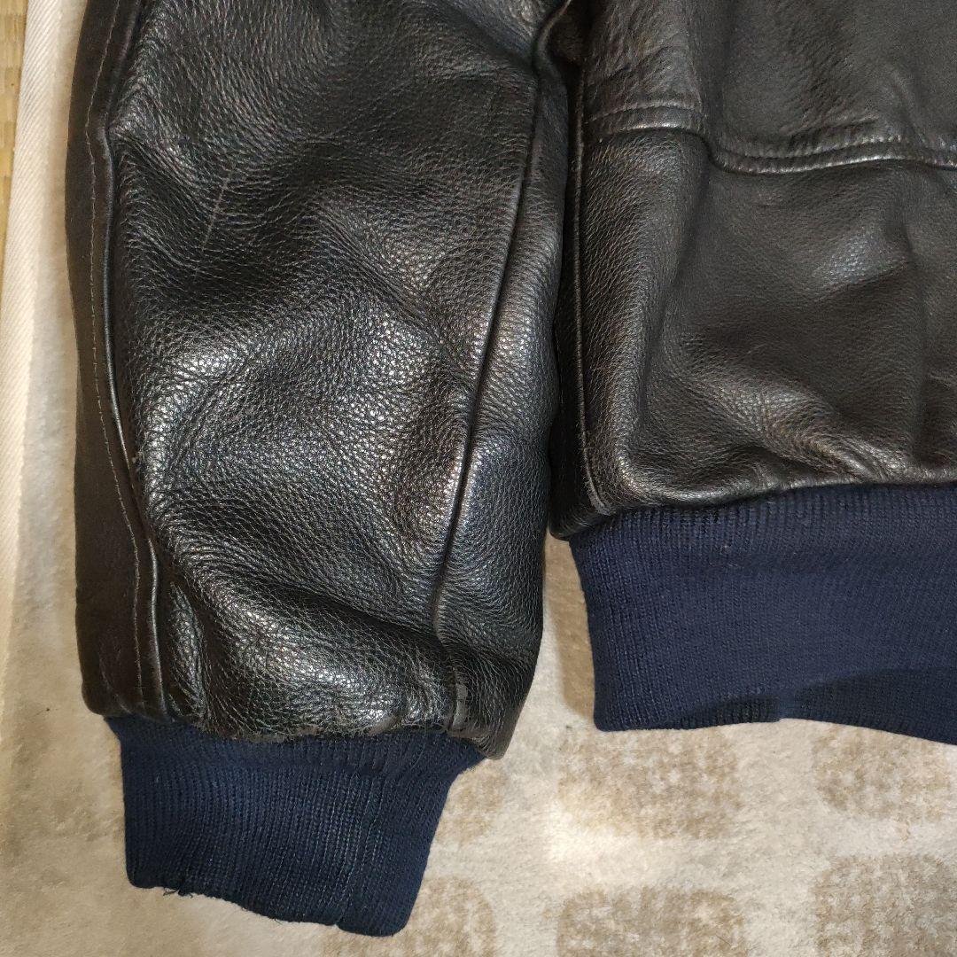 老舗カドヤ本革GZ レザージャケット L　重厚なシボ革MA-1防寒性有