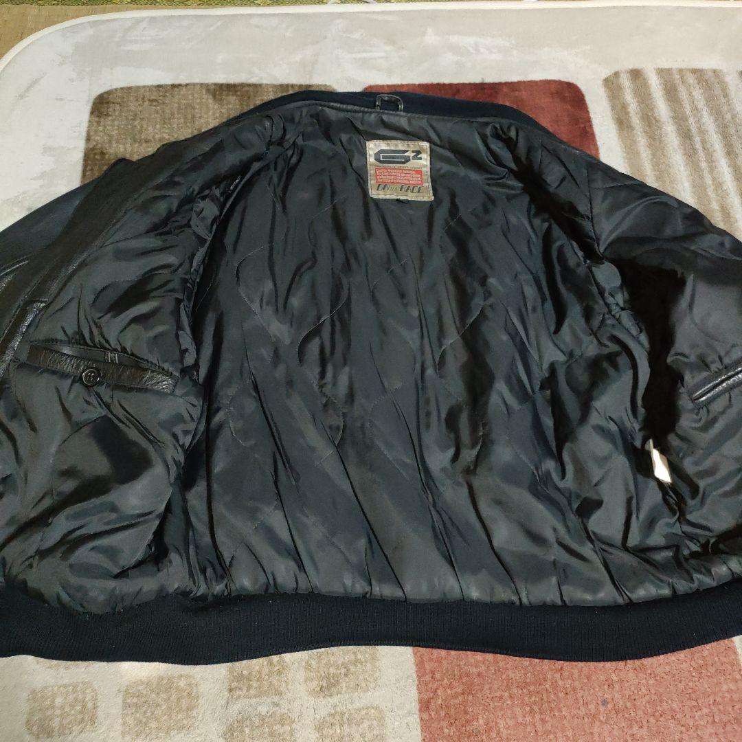 老舗カドヤ本革GZ レザージャケット L　重厚なシボ革MA-1防寒性有