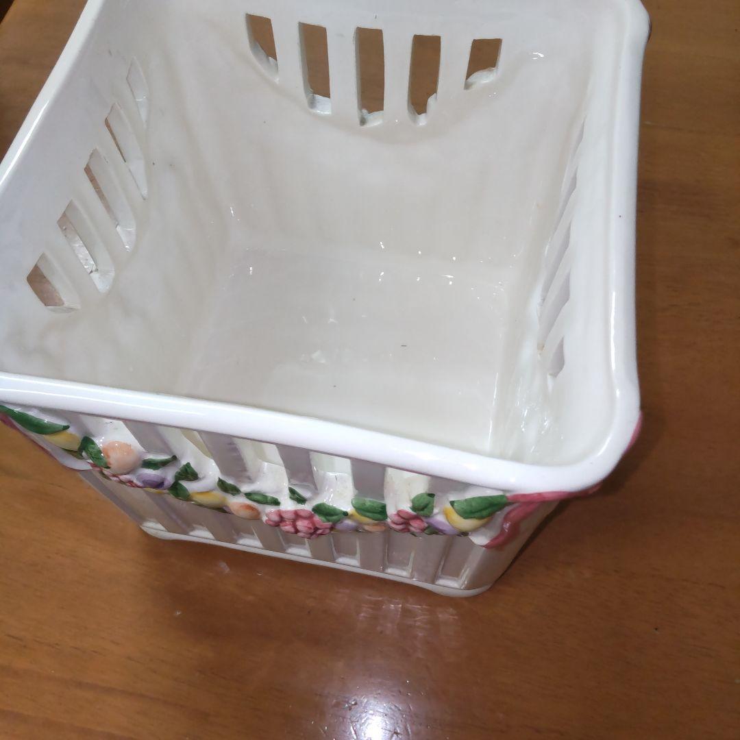 スクエア　プランター　陶器　ビンテージ　鉢カバー　インテリア雑貨