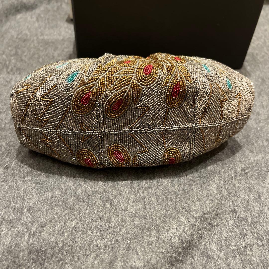 ビーズ刺繍 クラッチバッグ　はしもと