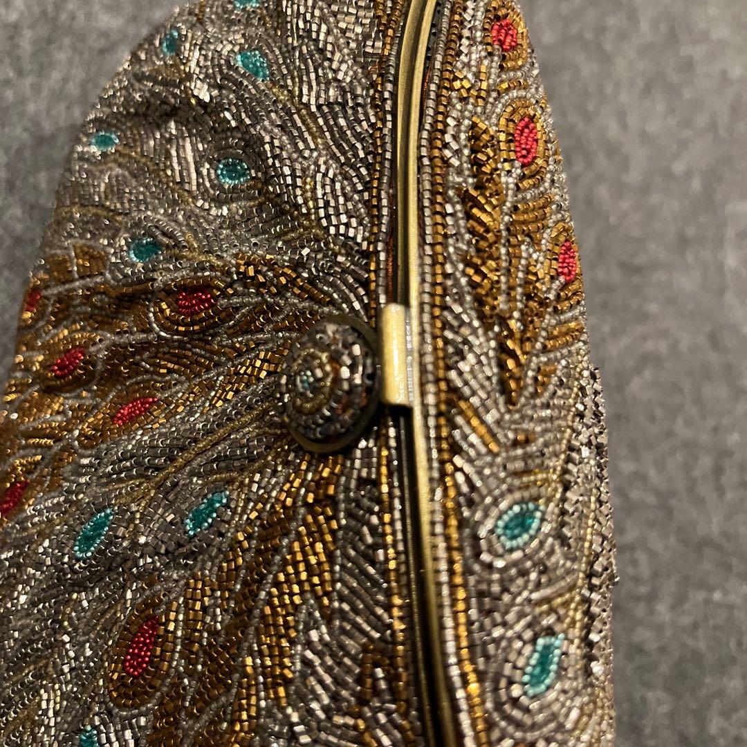 ビーズ刺繍 クラッチバッグ　はしもと